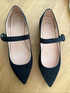 J. Crew Black Pointed Mary Jane Flats with Strap